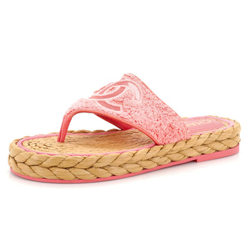 Chanel Women's CC Logo Thong Espadrille Sandals Terry Cloth