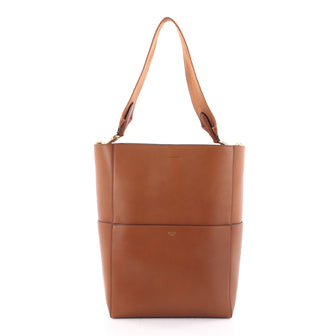 Celine Sangle Seau Handbag Calfskin Large Brown 2602201