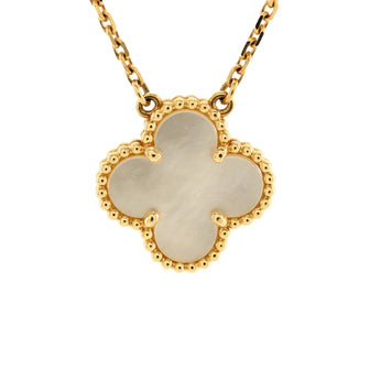 Van Cleef & Arpels Vintage Alhambra Pendant Necklace 18K Yellow Gold and Mother of Pearl