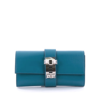 Hermes Medor Clutch Tadelakt 23 Blue 2602601