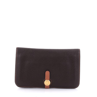 Hermes Dogon Combined Wallet Leather Brown 2602701
