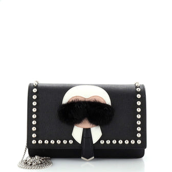 Fendi Karlito Wallet on Chain Studded Printed Leather