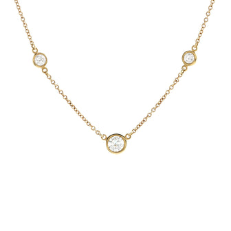 Tiffany & Co. Elsa Peretti Diamonds by the Yard 3 Stone Necklace 18K Yellow Gold and Diamonds 0.42CT