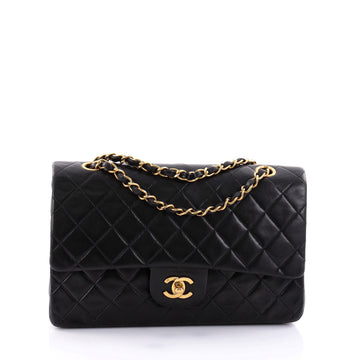 Chanel Vintage Classic Double Flap Bag Quilted Lambskin Medium Black 2602901