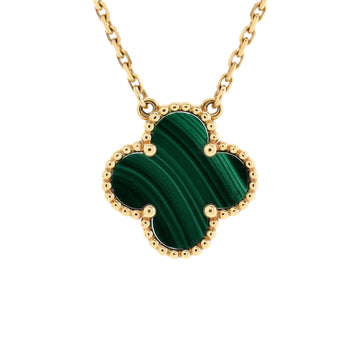 Van Cleef & Arpels Vintage Alhambra Pendant Necklace 18K Yellow Gold and Malachite