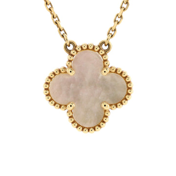 Van Cleef & Arpels Vintage Alhambra Pendant Necklace 18K Yellow Gold and Mother of Pearl