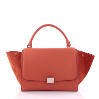 Celine Trapeze Handbag Leather Medium Red 2603401