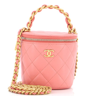 Chanel Woven Chain Top Handle Vanity Bucket Bag Quilted Lambskin