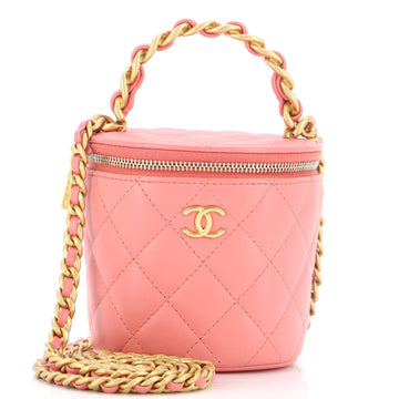 Chanel Woven Chain Top Handle Vanity Bucket Bag Quilted Lambskin
