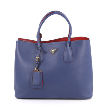 Prada Cuir Double Tote Saffiano Leather Medium Blue 2604204