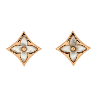Louis Vuitton Color Blossom Sun Star Stud Earrings 18K Rose Gold with Mother of Pearl