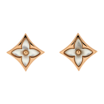 Louis Vuitton Color Blossom Sun Star Stud Earrings 18K Rose Gold with Mother of Pearl