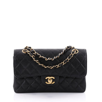Chanel Vintage Classic Double Flap Bag Quilted Caviar Small Black 2604602