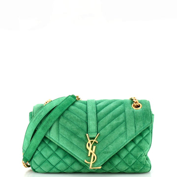 Saint Laurent Classic Monogram Envelope Satchel Quilted Suede Small