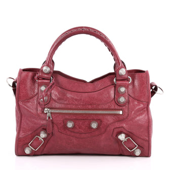 Balenciaga City Giant Studs Handbag Leather Medium Pink 2604801