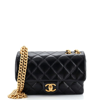 Chanel All Slide Long Flap Bag Quilted Lambskin Small
