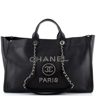 Chanel Deauville Tote Studded Caviar Large