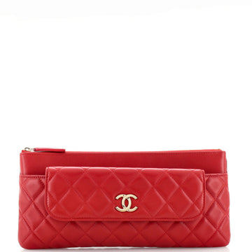 Chanel CC Convertible Zip Wallet Clutch Quilted Lambskin