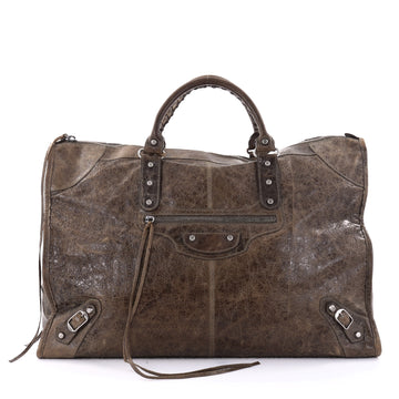 Balenciaga Weekender Classic Studs Handbag Leather Brown 2606103