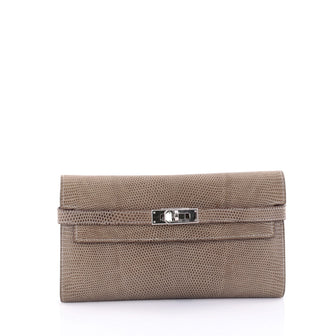 Hermes Kelly Wallet Lizard Long Neutral 2606106