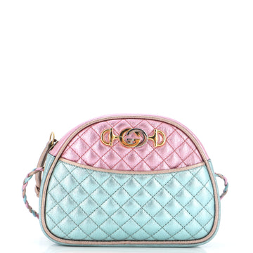 Gucci Trapuntata Camera Shoulder Bag Quilted Laminated Leather Mini