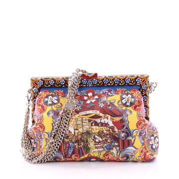 Dolce & Gabbana Vanda Shoulder Bag Hand Painted Leather with Wood Small Pink 2606601