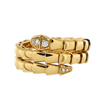 Bvlgari Serpenti Viper Two-Coil Ring 18K Yellow Gold with Diamonds