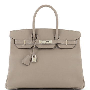 Hermes Birkin Handbag Grey Epsom with Palladium Hardware 35