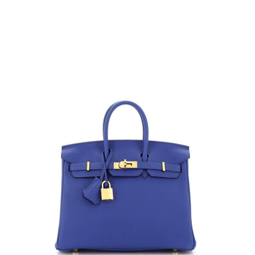 Hermes Birkin Handbag Blue Togo with Gold Hardware 25