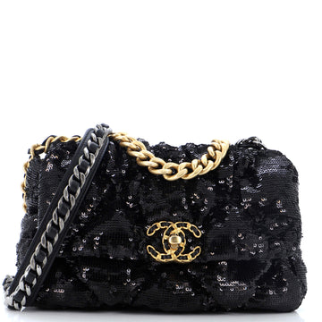 Chanel 19 Flap Bag Quilted Sequins Medium