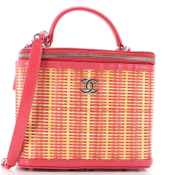 Chanel Take Away Vanity Case Rattan and Calfskin Medium