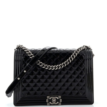 Chanel Boy Flap Bag Quilted Patent Large