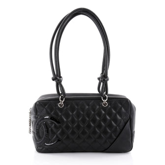 Chanel Cambon Bowler Bag Quilted Leather Medium Black 2608802