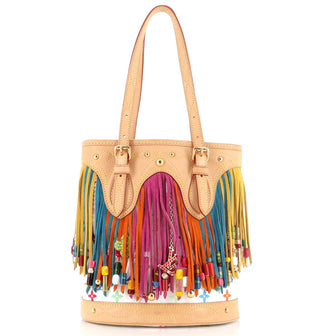 Louis Vuitton Bucket Bag Limited Edition Fringe Monogram Multicolor