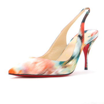 Christian Louboutin Women's Clare Slingback Pumps Printed Satin 80