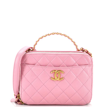 Chanel Pick Me Up Logo Handle Vanity Case Quilted Caviar Small