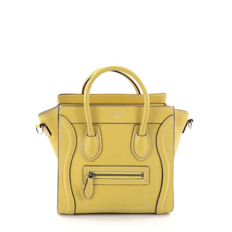 Celine Luggage Handbag Grainy Leather Nano Yellow 2609701