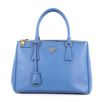 Prada Double Zip Lux Tote Saffiano Leather Medium Blue 2609703