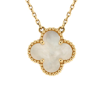 Van Cleef & Arpels Vintage Alhambra Pendant Necklace 18K Yellow Gold and Mother of Pearl