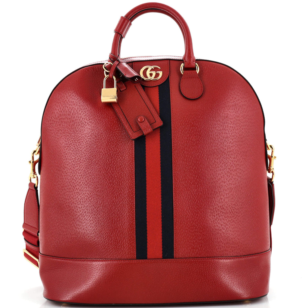 Gucci Savoy Web Bowling Tote Leather Small Red 2610561