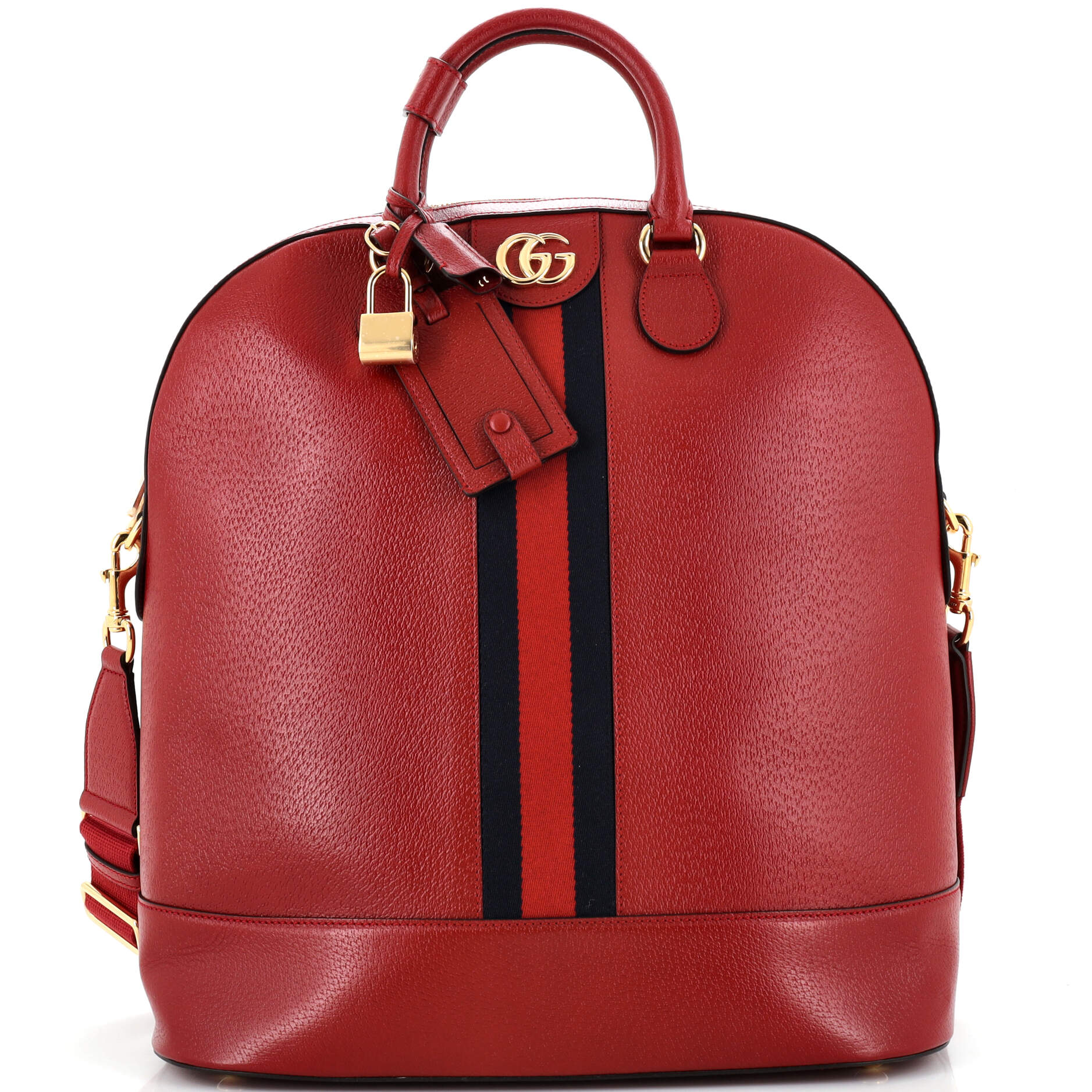 Gucci Savoy Web Bowling Tote Leather Small Red 2610561
