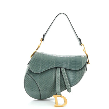 Christian Dior Saddle Handbag Python Medium