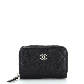 Chanel CC Zip Coin Purse Quilted Caviar Small