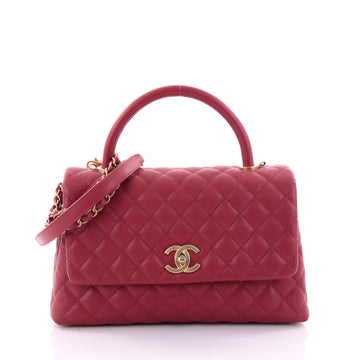 Chanel Coco Top Handle Bag Quilted Caviar Small Red 2610702