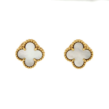 Van Cleef & Arpels Sweet Alhambra Stud Earrings 18K Yellow Gold and Mother of Pearl