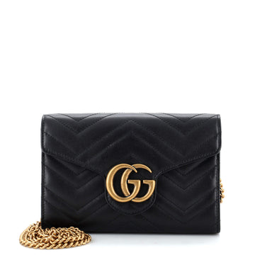 Gucci GG Marmont Chain Wallet Matelasse Leather Mini