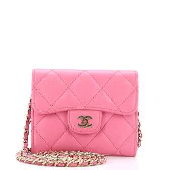 Chanel Classic Flap Card Holder on Chain Quilted Caviar Mini