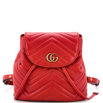 Gucci GG Marmont Drawstring Backpack Matelasse Leather Mini