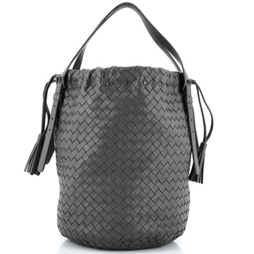 Bottega Veneta Drawstring Tassel Bucket Bag Intrecciato Nappa Small