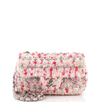 Chanel Classic Single Flap Bag Quilted Tweed and Ribbon Mini